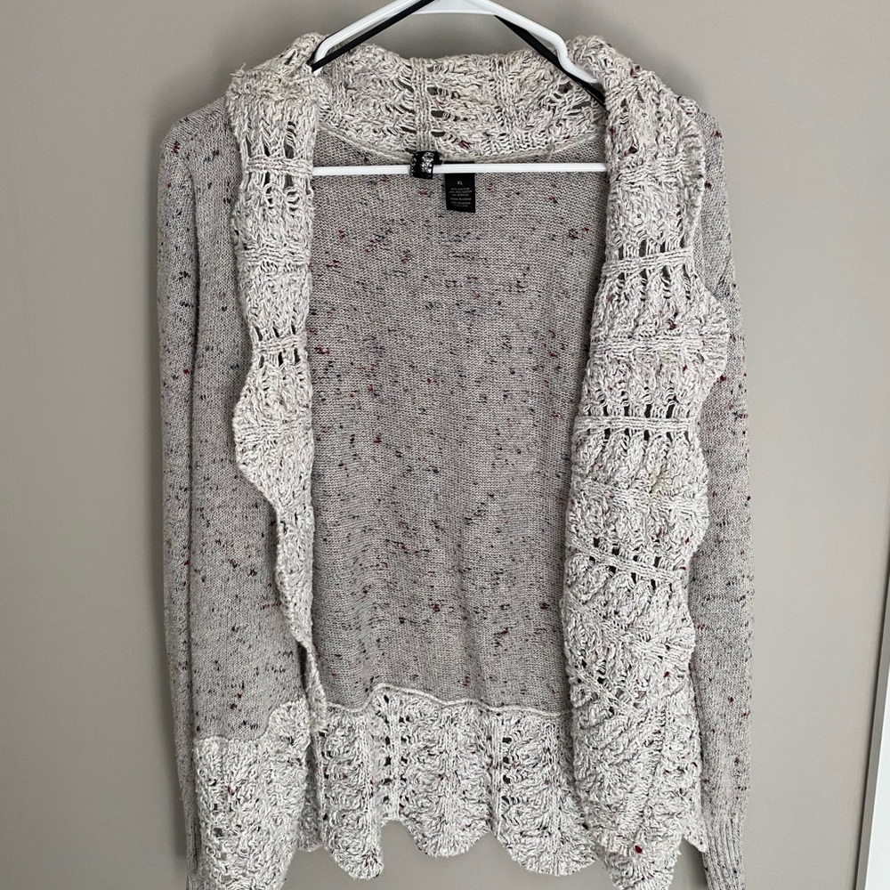 ✨BOHO ✨ BKE Boutique crocheted lace trim cardigan sweater